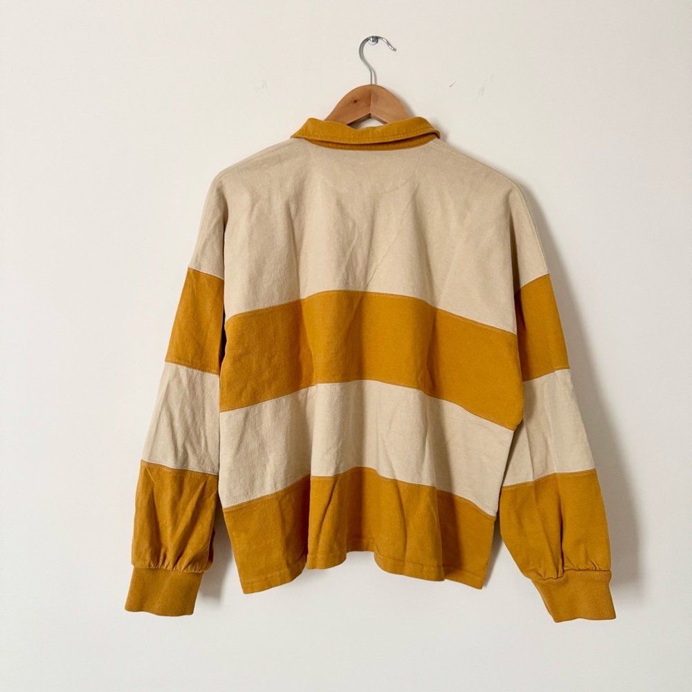 Madewell Striped Rugby Polo Shirt Amber Gold Size M - Picture 8 of 11